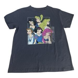Disney Princess Girls Grey Printed Crewneck T-Shirt Size S Cotton Blend
